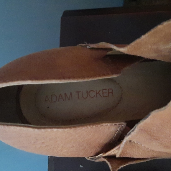 Adam Tucker McKenna Chunky Heel Leather Open  Toe Shoe Bootie Size 8.5 - Picture 4 of 14